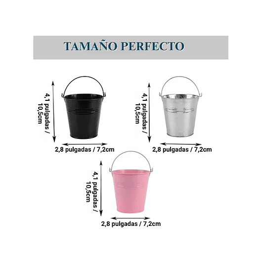 Macetas Metal x10 Unidades Diseño Valde 10cm Alto x7 centímetros Diámetro 2