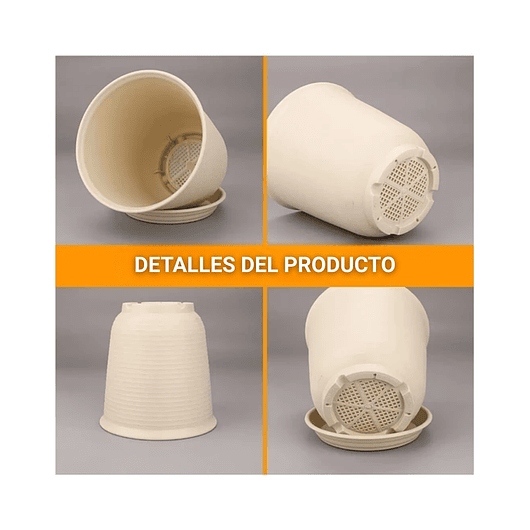 Maceta Plástica De Plantas 15cm Diámetro x15cm Alto Más Plato 5