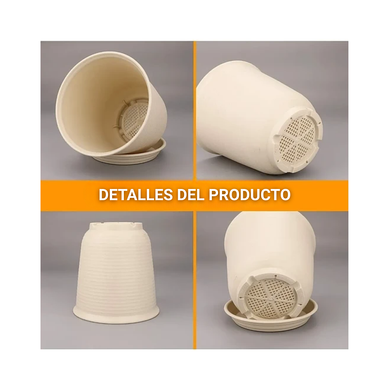 Maceta Plástica De Plantas 15cm Diámetro x15cm Alto Más Plato 5
