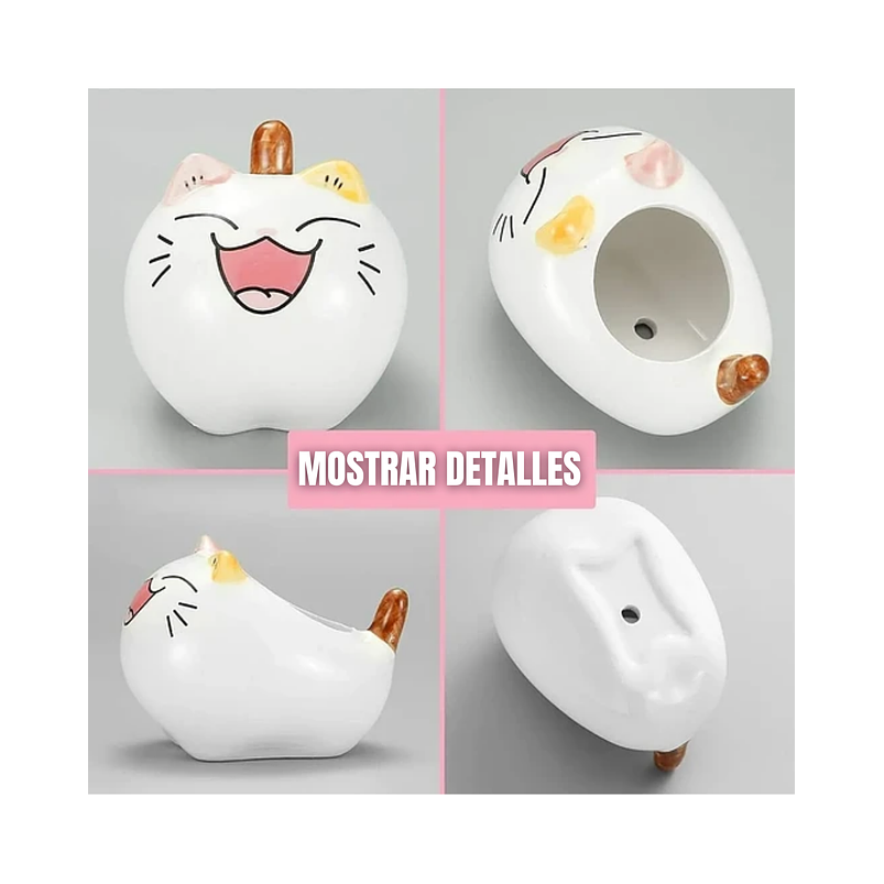 Juego Macetas Cerámica Premium Diseño Little Cats x6 Unidades  2