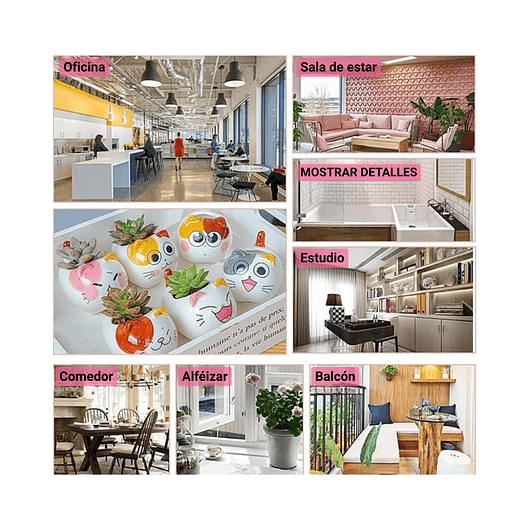 Juego Macetas Cerámica Premium Diseño Little Cats x6 Unidades  5