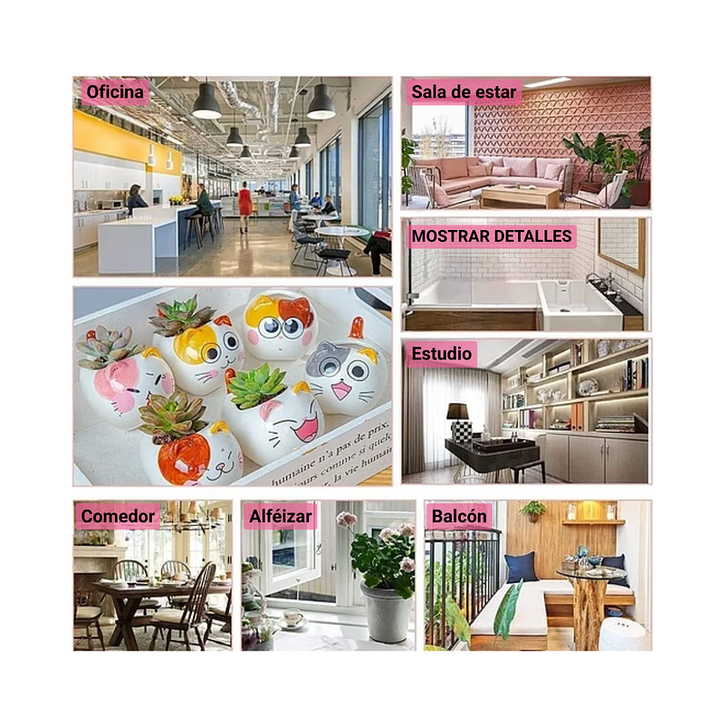 Juego Macetas Cerámica Premium Diseño Little Cats x6 Unidades  5