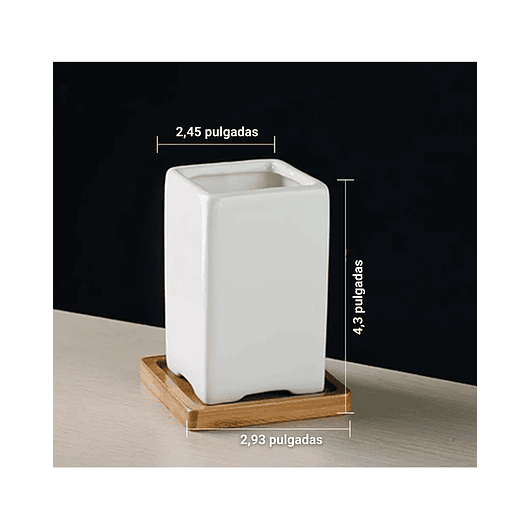 Juego De Macetas Cerámica Fina x8 Unidades Más platillo Bambú  2