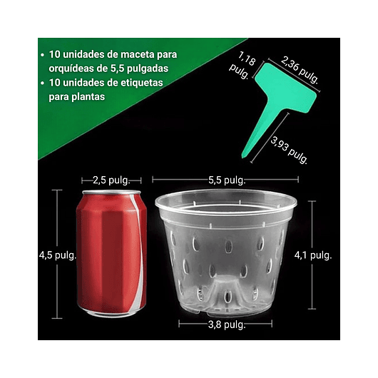 Maceta Siembra Orquídeas Plástica x10 Unidades 14cm Diámetro x10 Alto 3