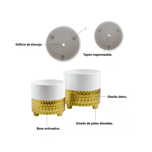 Juego Macetas Cerámica x2 Unidades Premium 12cm Diámetro x15cm Alto 4