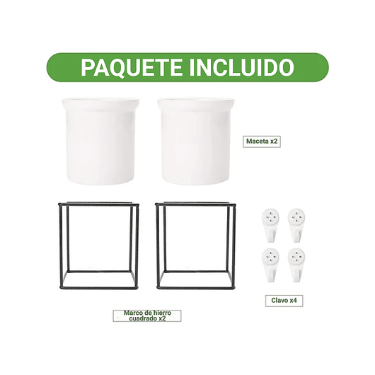 Juego Maceta En Cerámica Fina y Soporte De Pared x2 Unidades 2
