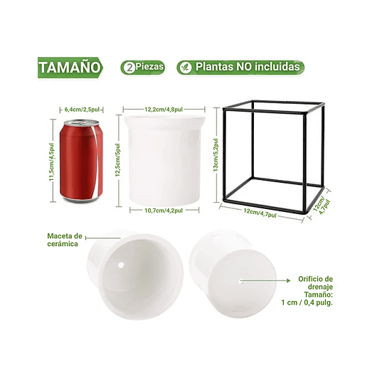 Juego Maceta En Cerámica Fina y Soporte De Pared x2 Unidades 3
