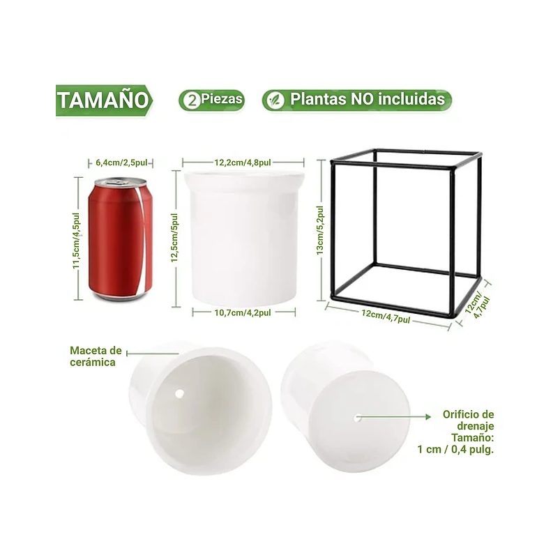 Juego Maceta En Cerámica Fina y Soporte De Pared x2 Unidades 3