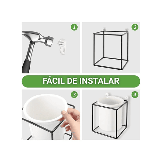Juego Maceta En Cerámica Fina y Soporte De Pared x2 Unidades 4