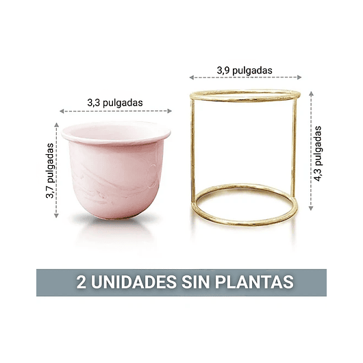Juego x2 Maceta Cerámica Premium Más soporte Dorado Suculenta 2