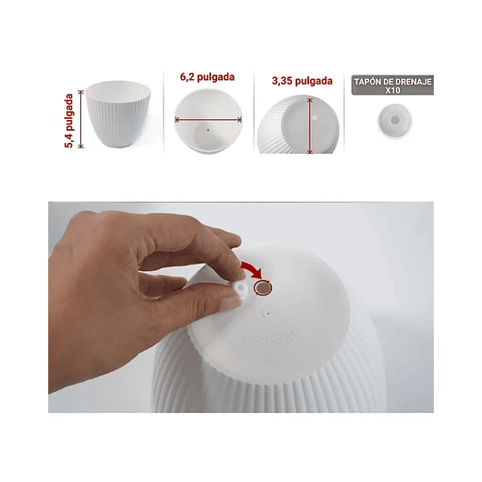 Maceta Plástica Plantas Diseño Ranurado 15.7cm Diámetro x13.7cm 4