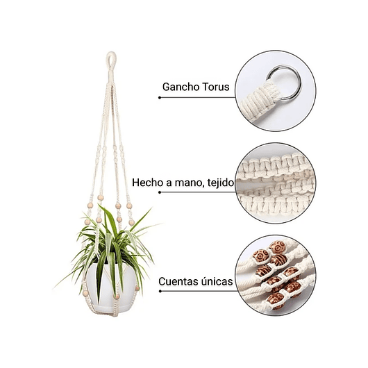 Juego De Macetas Macramé x2 Piezas Más 2 Plásticas y gancho 3