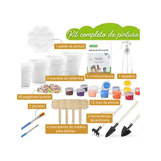 Kit Cultivo Y Decoración x4 Macetas y Accesorios Para Niños 7