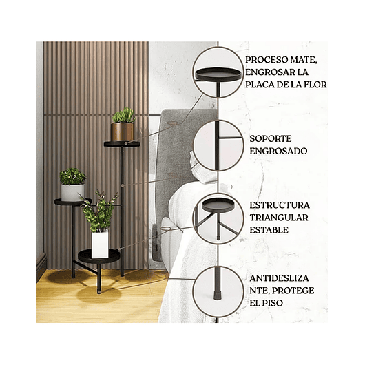 Soporte De Macetas Plantas Metálico Multiposición 3 Niveles 2