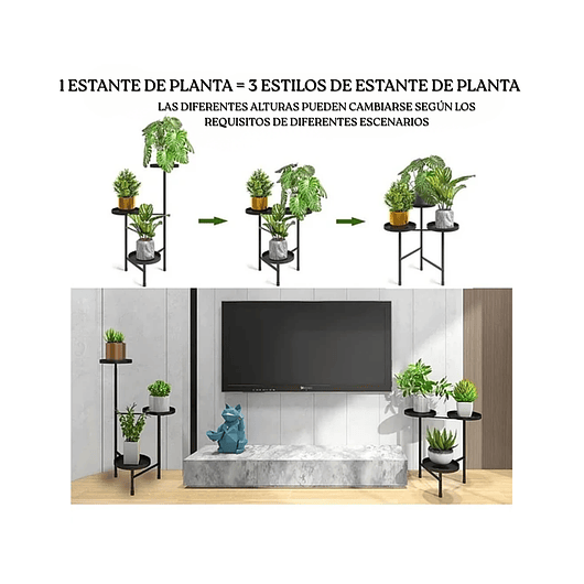 Soporte De Macetas Plantas Metálico Multiposición 3 Niveles 6