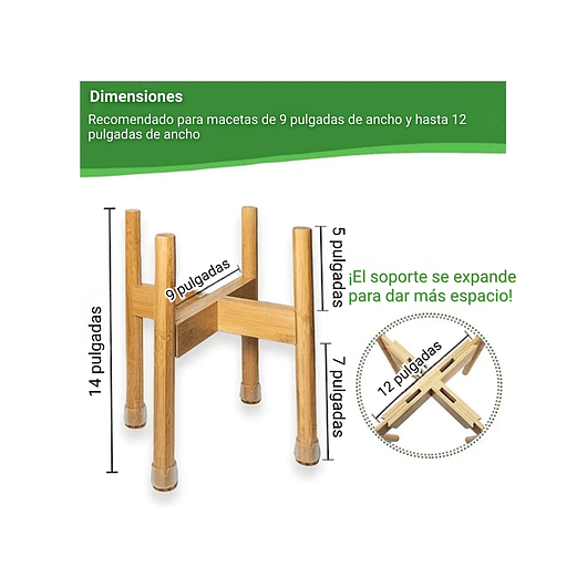 Soporte De Macetas Plantas En Bambú Ajustable 4