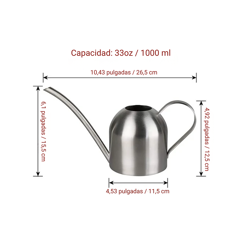 Regadera Moderna De Plantas x1 Litro Acero Inoxidable 33oz 5