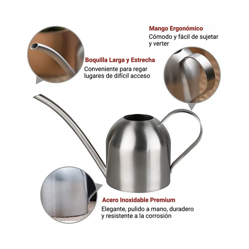 Regadera Moderna De Plantas x1 Litro Acero Inoxidable 33oz 6