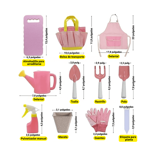 Kit Herramientas De Jardinería Para Niños x10 Piezas Más bolso 2