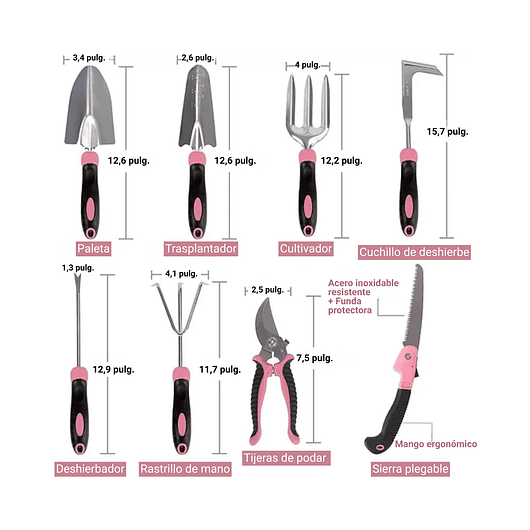 Kit Herramientas Jardín Full Pack x22 Piezas Más Bolso 2