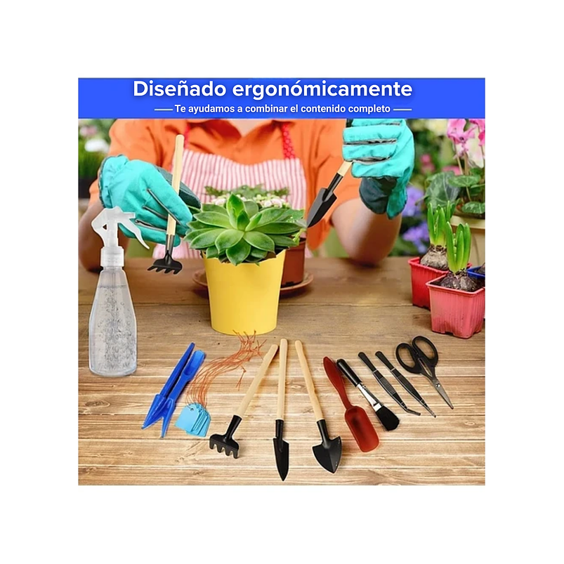 Kit Herramientas Jardinería Plantas Pequeñas x20 Piezas Acero 2