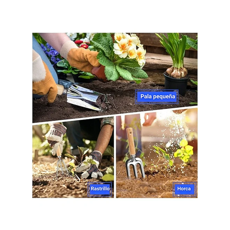 Kit Herramientas Jardinería Plantas Pequeñas x20 Piezas Acero 4