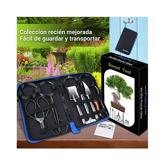 Kit Premium Herramientas Planta Bonsái Acero 12 Piezas Más Estuche 2