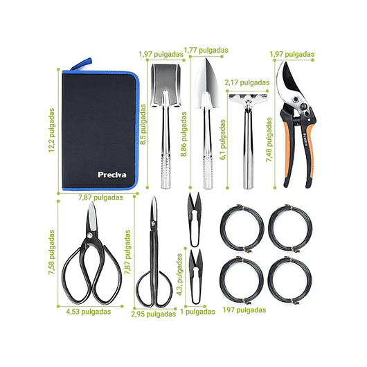 Kit Premium Herramientas Planta Bonsái Acero 12 Piezas Más Estuche 4