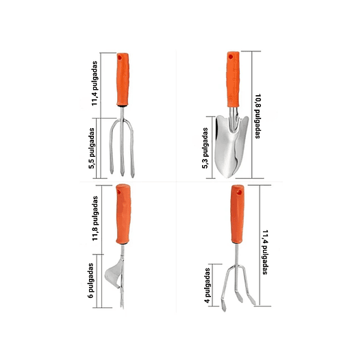 Kit Herramientas Jardinería x5 Piezas En Acero Inoxidable 6