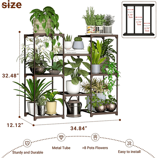 Soporte Metalico Para Plantas Interior Exterior 8 Macetas 2