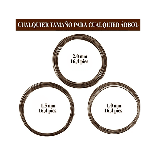 Alambres Entrenamiento Bonsái Aluminio 9 Rollos 45,6 metros pinza 3