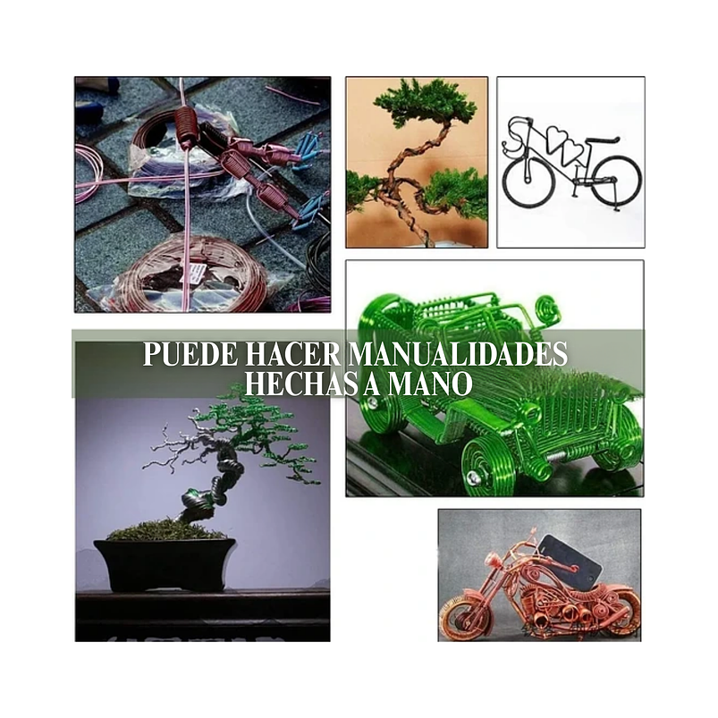 Alambres Entrenamiento Bonsái Aluminio 9 Rollos 45,6 metros pinza 4