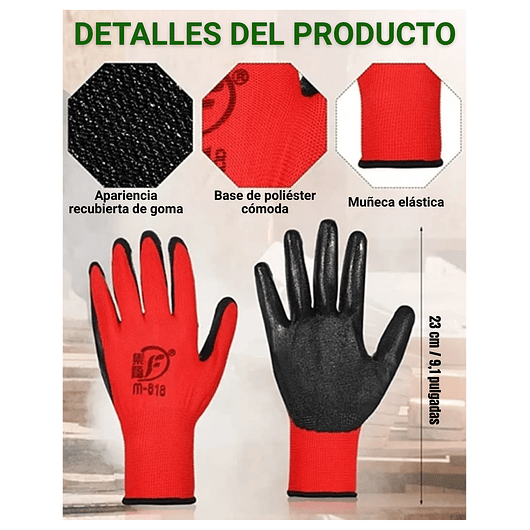 Guantes Jardinería x01 Par Unisex Caucho Super Cómodos M-l 8