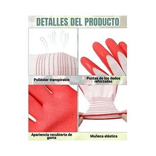 Guantes Jardinería x01 Par Unisex Caucho Transpirable S-M