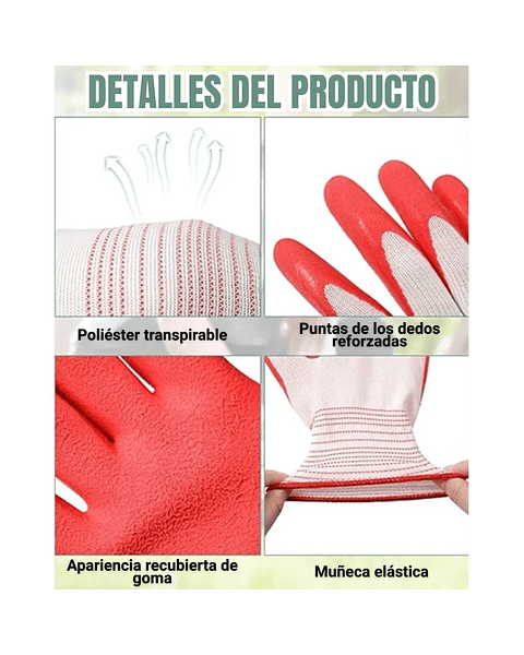 Guantes Jardinería x01 Par Unisex Caucho Transpirable S-M