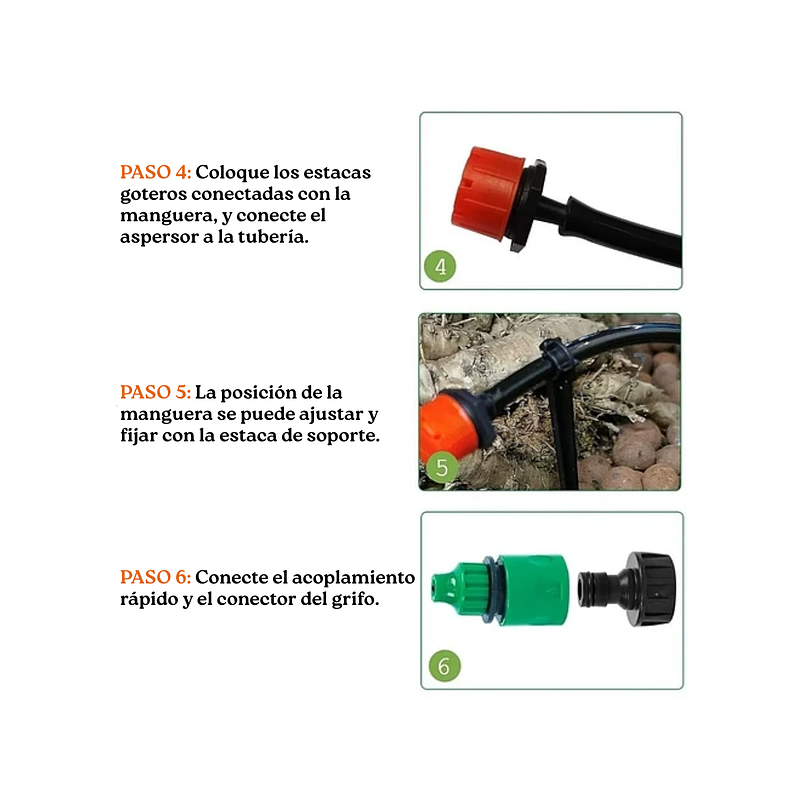 Kit Sistema Riego De Jardín Por Goteo 168 Piezas 1/4 15 Metros 6