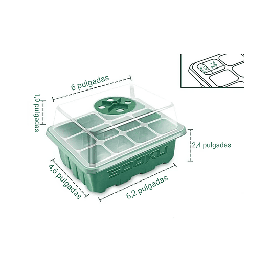 Bandeja Germinación Plantas Más Cúpula x12 Celdas c/u x10 Juegos 7
