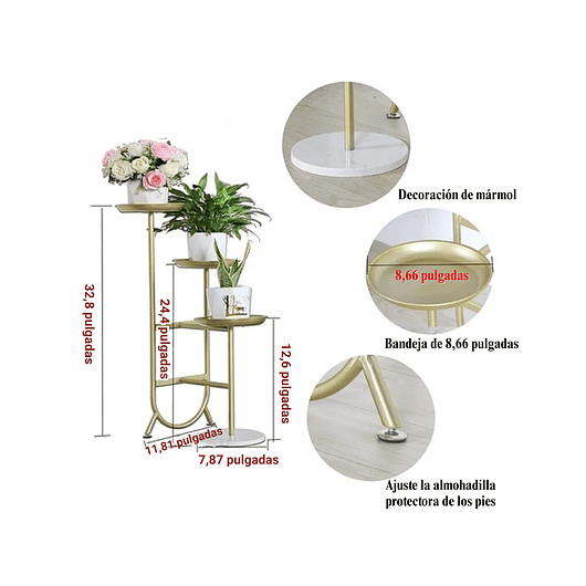 Soporte Macetas De Plantas Decorativo Metálico 3 Niveles 5