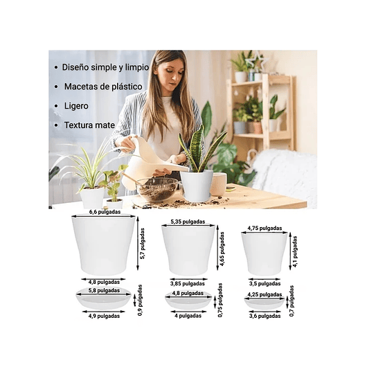 Juego Macramé x3 Unidades Más Macetas Plástica Colgar Hecho A Mano 3