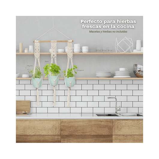 Juego Macramé x02 Unidades Macetas Plantas De Colgar 100% Algodón 6