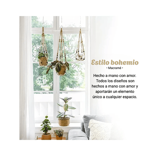 Colgador Para Macetas 100% Yute 90cm Largo Hecho A Mano 6