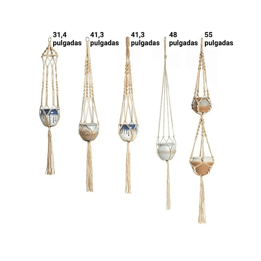 Juego De Colgadores De Plantas - Macetas x5 Unidades En 100% Yute 3