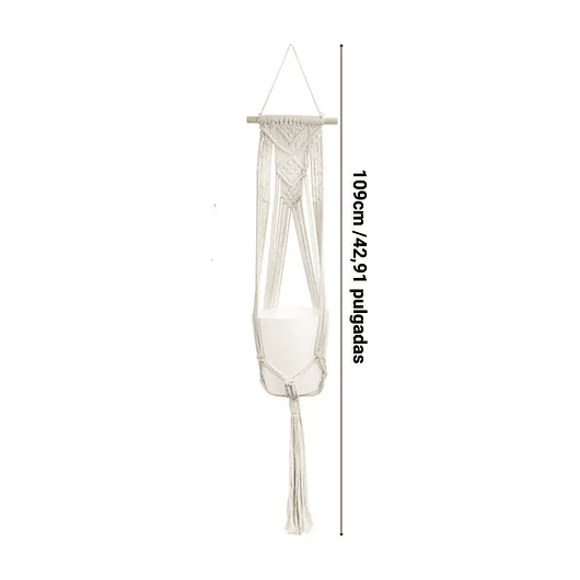 Macramé x01 Unidad Para Macetas Plantas 100% Algodón 1,09mt Largo 2