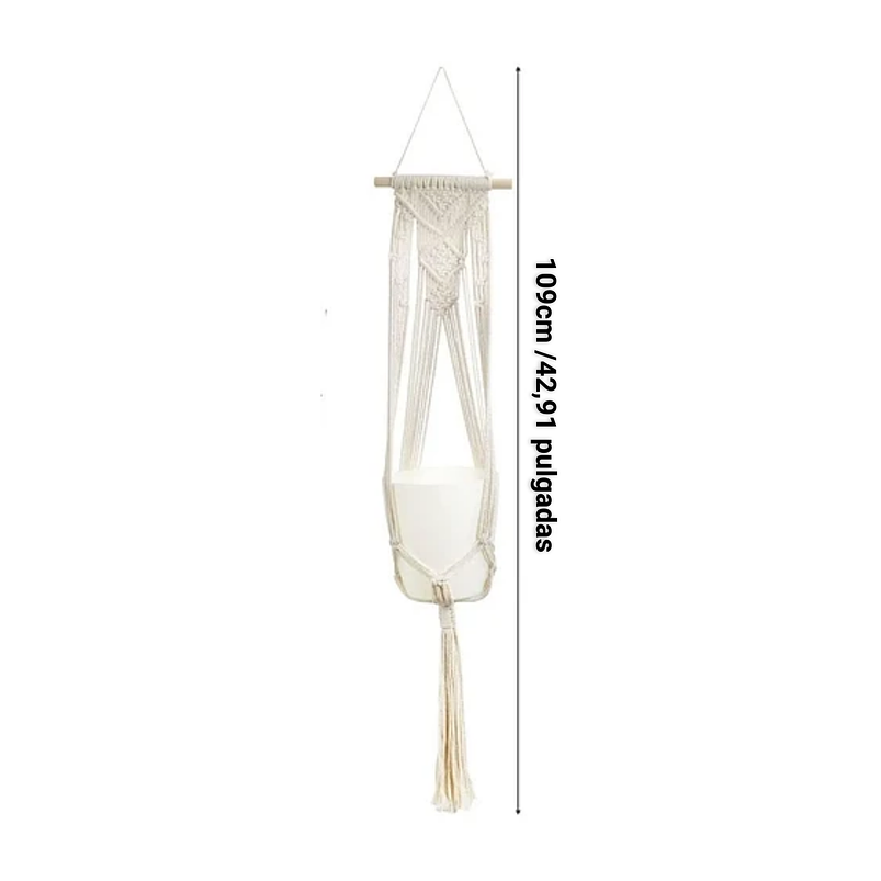 Macramé x01 Unidad Para Macetas Plantas 100% Algodón 1,09mt Largo 2