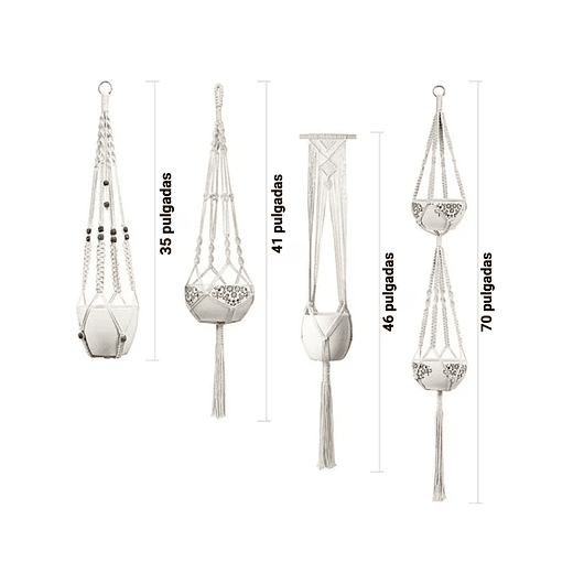 Juego Macramé x4 Unidades Para Macetas Colgar 100% Algodón Premium 2