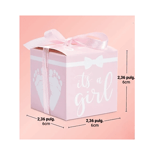 Caja Recuerdo Fiesta Baby Shower Rosa 6cm Cuadrada Paquete x45 unidades