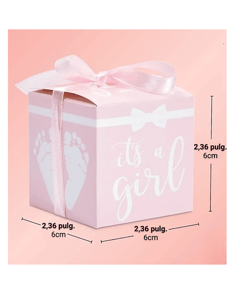 Caja Recuerdo Fiesta Baby Shower Rosa 6cm Cuadrada Paquete x45 unidades