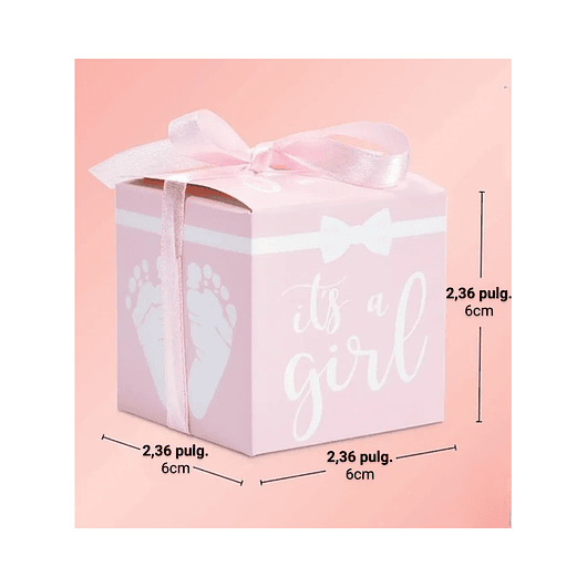 Caja Recuerdo Fiesta Baby Shower Rosa 6cm Cuadrada Paquete x45 unidades 2