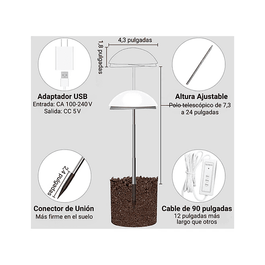 Luz Led Cultivo Crecimiento Plantas Interior 20w 5 Niveles Luz: Blanco Voltaje:110V 5