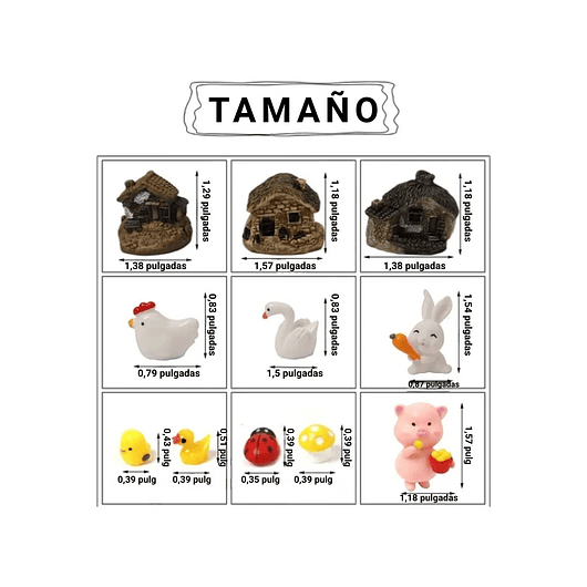 Mini Figuras Jardín Decorativo Bonsái Terrario Animales x54 Piezas  2